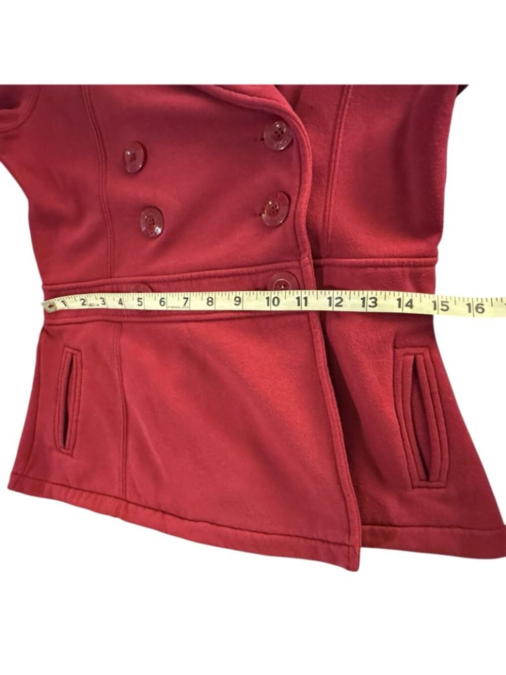 Roxy Fleece Jacket Women's M Button Up Double-Breasted Red Vintage Y2K Cozycore - Picture 9 of 16